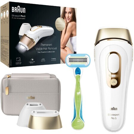 Braun Braun Silk-expert Pro 5 PL5154, IPL pentru femei, epilare de lungă durată, alb/galben