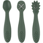 Petite&Mars Set di cucchiai da addestramento in silicone Take&Match Misty Green 6m+ 3 pz.