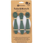 Petite&Mars Set di cucchiai da addestramento in silicone Take&Match Misty Green 6m+ 3 pz.