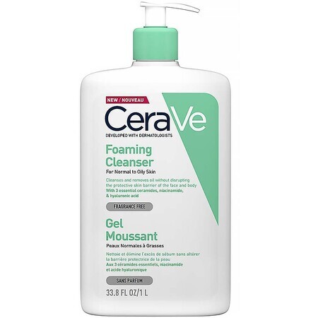 CeraVe Gel detergente schiumoso per pelli da normali a grasse 1 litro