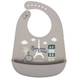 Canpol babies Bonjour Paris Bavaglino in silicone con tasca beige