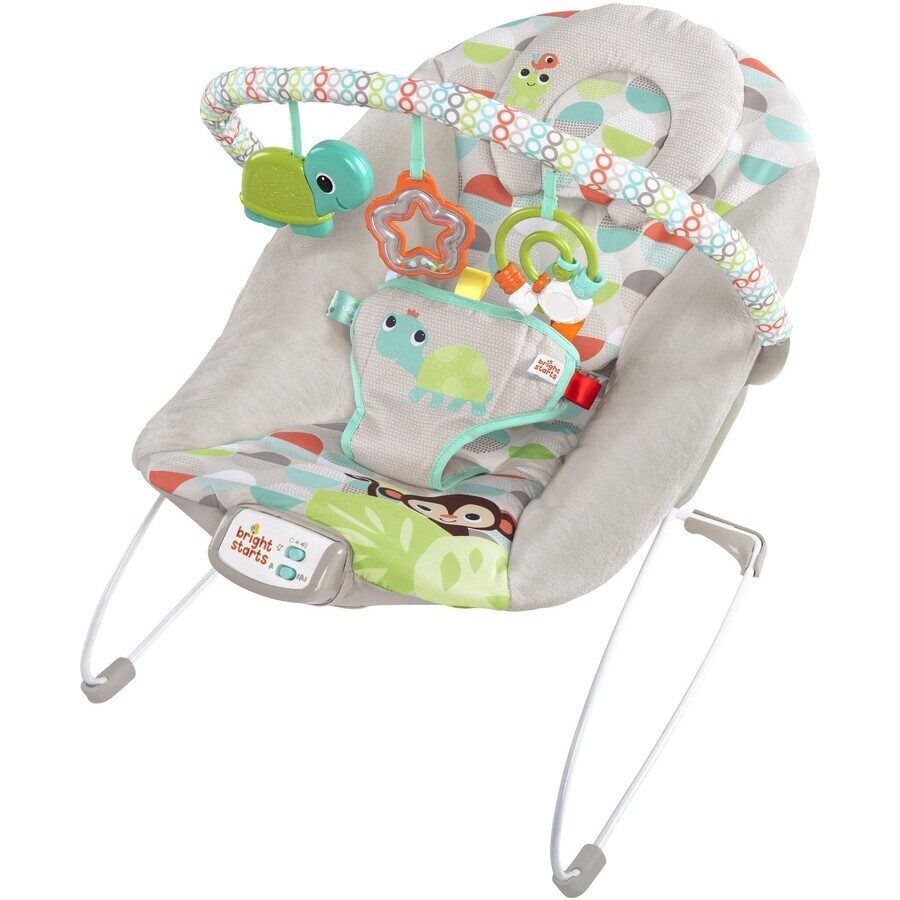 Bright Starts Happy Safari Tumbona vibradora con melodía 0m+, hasta 9kg, 2019