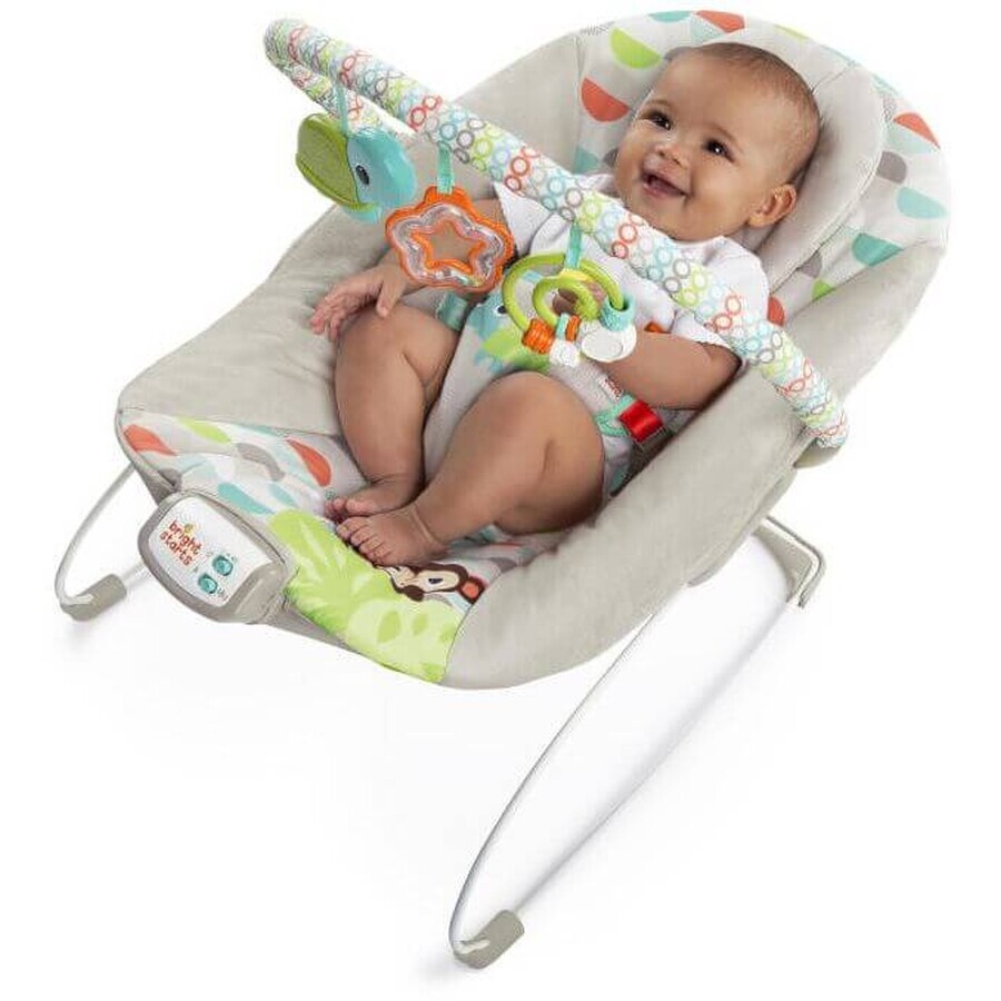 Bright Starts Happy Safari Tumbona vibradora con melodía 0m+, hasta 9kg, 2019