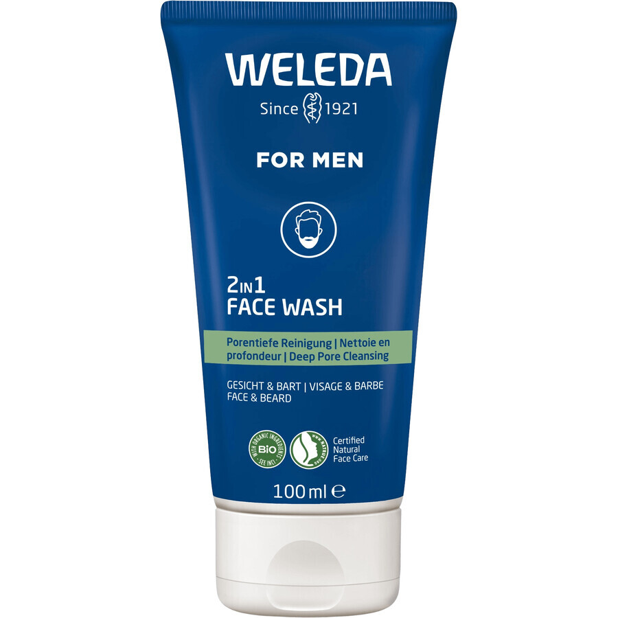 Weleda For Men 2in1 gel nettoyant visage et barbe 100 ml