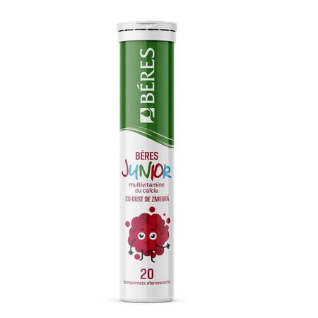 Beres Junior Multivitaminici al gusto di lampone e calcio, 20 compresse, Beres Pharmaceuticals Co