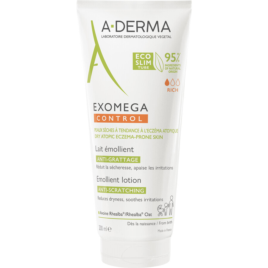 A-Derma Exomega Control Lozione emolliente per pelli secche a tendenza atopica 200 ml