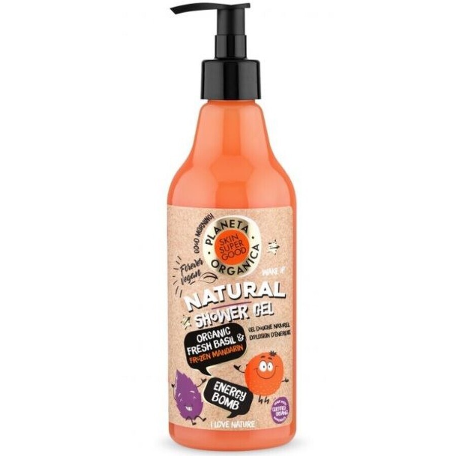 Natura Siberica Planeta Organica "Energiebombe" Duschgel - Bio-Frisch-Basilikum und gefrorene Mandarine 500 ml