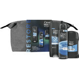 Dove Men+Care CleanComfort Sac à cosmétiques pour hommes - gel douche + spray anti-transpirant + anti-transpirant solide