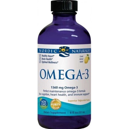 Nordic Naturals Omega-3 1560 mg EPA/DHA din pește de mare adâncime lămâie 237 ml