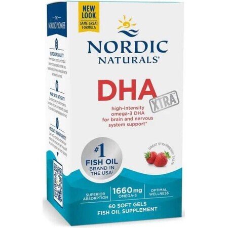 DHA acid Xtra 1660 mg, căpșuni, 60 capsule Nordic Naturals