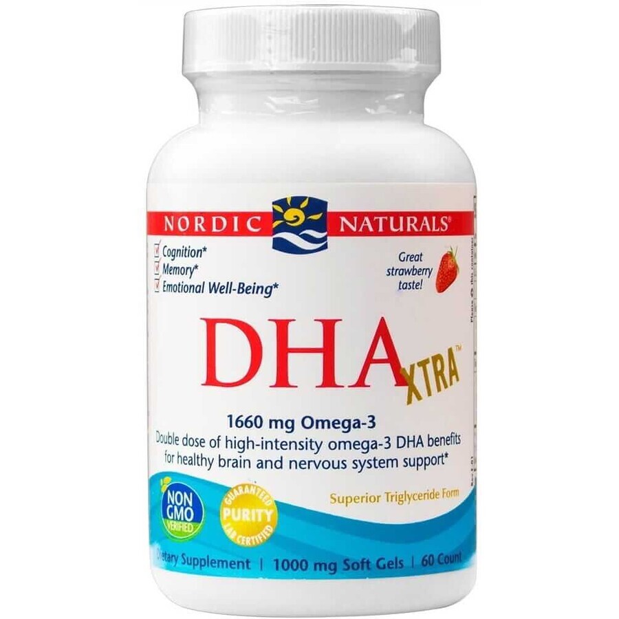 DHA acid Xtra 1660 mg, căpșuni, 60 capsule Nordic Naturals