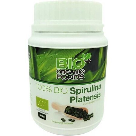 100% Espirulina Platensis Orgánica 300g en tabletas Bio Organic Foods