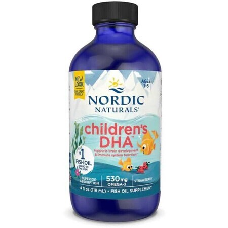 Nordic Naturals DHA pentru copii 530 mg căpșuni 119 ml