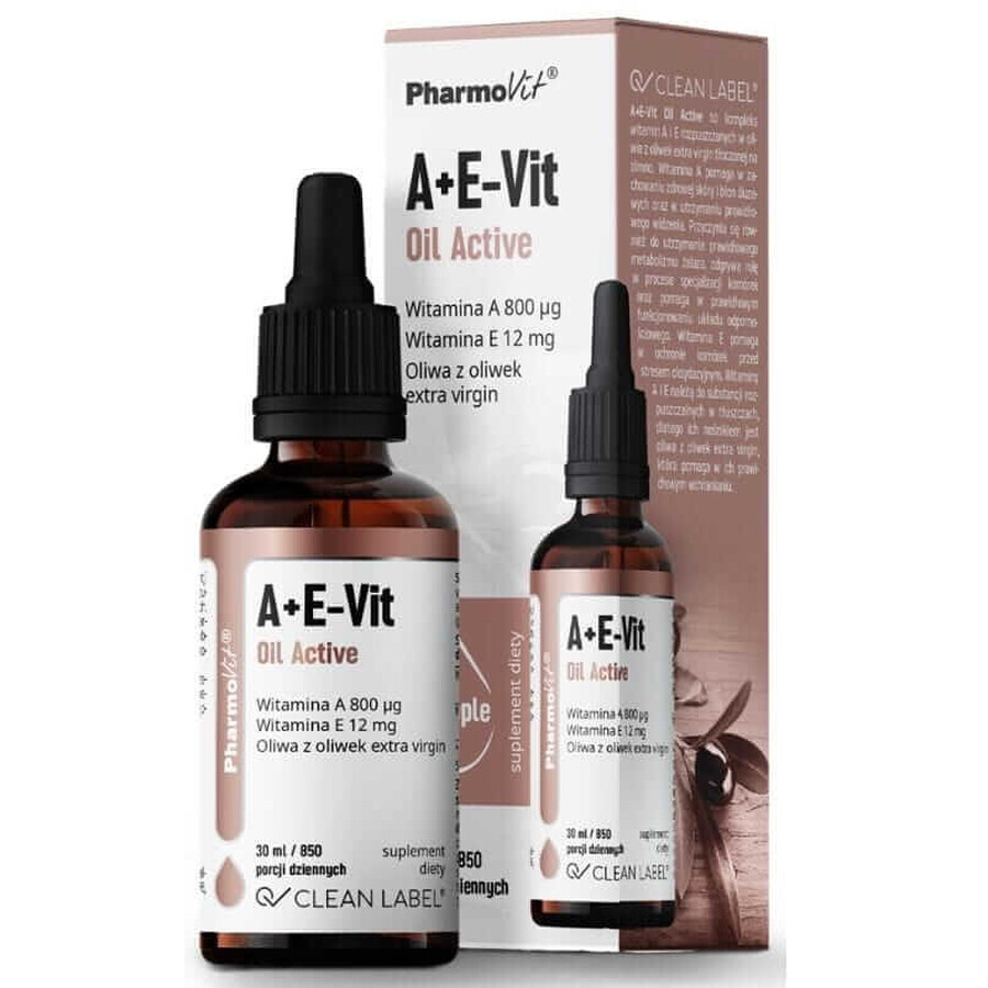 Pharmovit A+E-Vit Olio attivo 30 ml Pharmovit Etichetta pulita