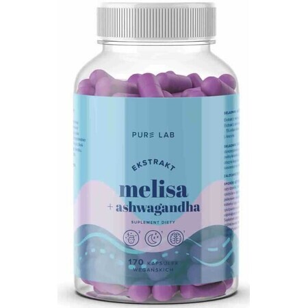 Pure Lab Melissa extract 150 mg + ashwagandha capsule 170 capsule vegane