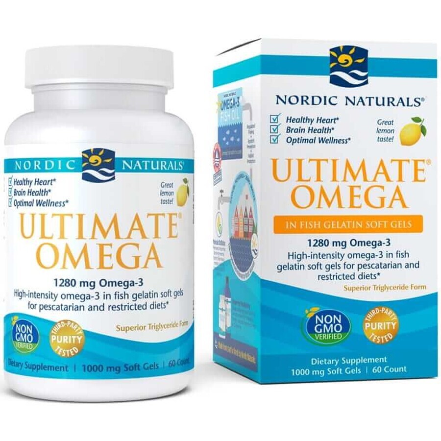 Ultimate Omega 3, 1280 mg, gelatină de pește cu lămâie 60 capsule Nordic Naturals