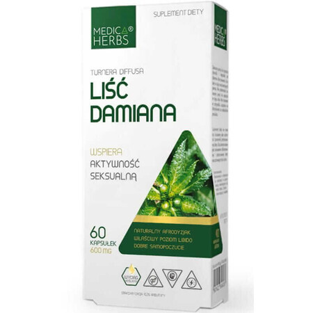 Damiana foglia 600mg, 60 capsule Erbe Medica