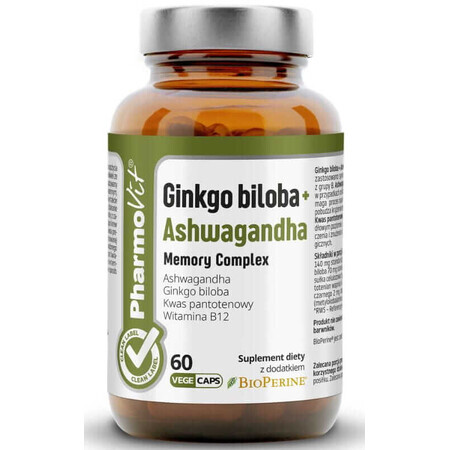 Ginkgo biloba + Ashwagandha Memory Complex 60 capsules PharmoVit Clean Label