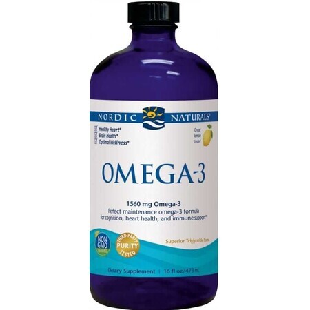 Nordic Naturals Omega-3 1560 mg EPA/DHA din pește de mare adâncime lămâie 473 ml