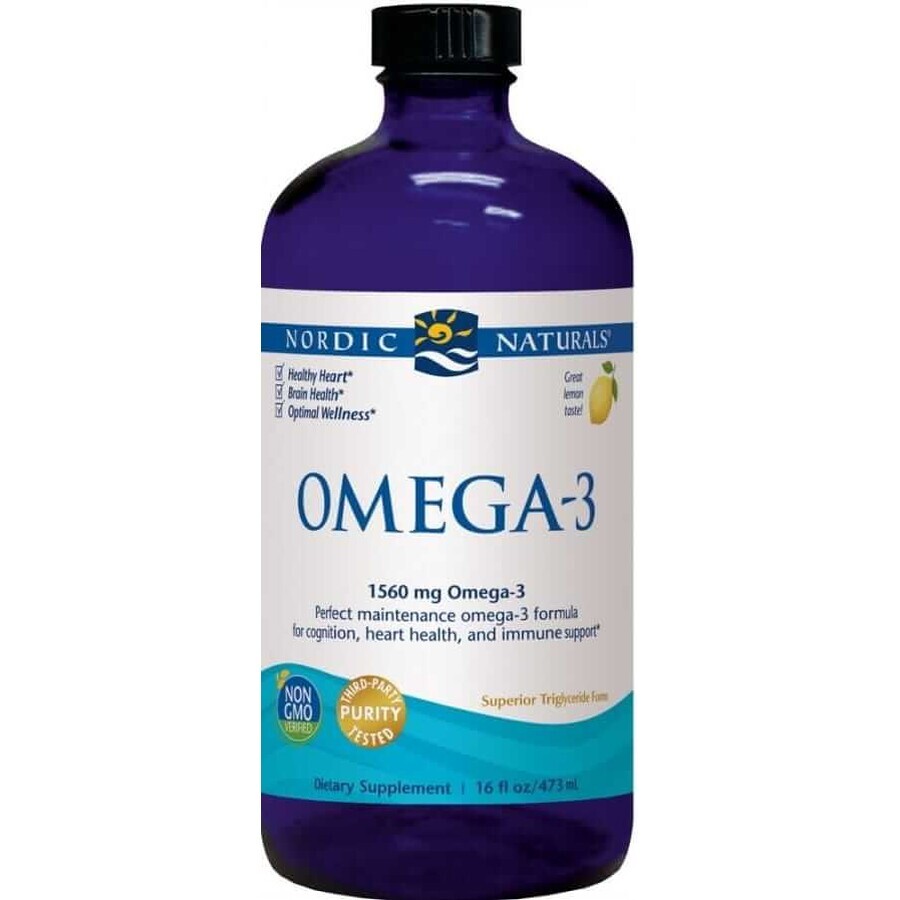 Nordic Naturals Omega-3 1560 mg EPA/DHA din pește de mare adâncime lămâie 473 ml