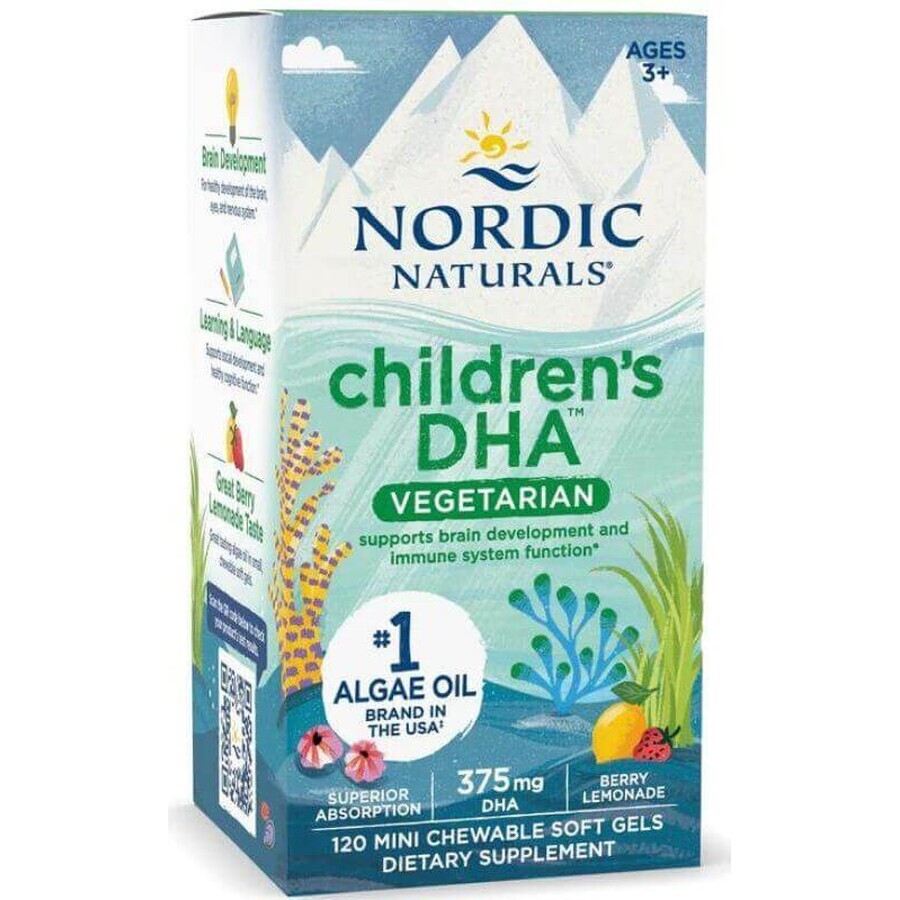 DHA vegetarian pentru copii 120 mini softgels Nordic Naturals