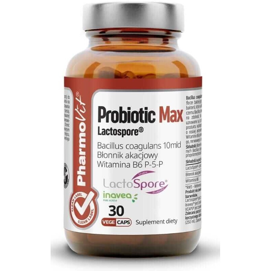 Probiotic Max Lactospore 30 capsules PharmoVit Clean Label