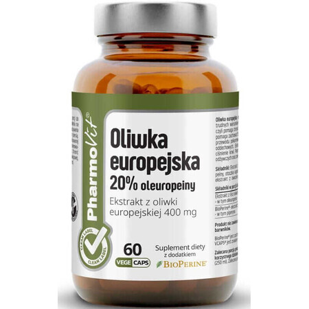 European Olives 20% oleuropein 60 capsules Pharmovit Clean Label