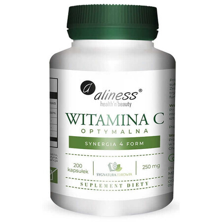 Optimal Vitamin C 250mg synergy of 4 forms 200 capsules Aliness