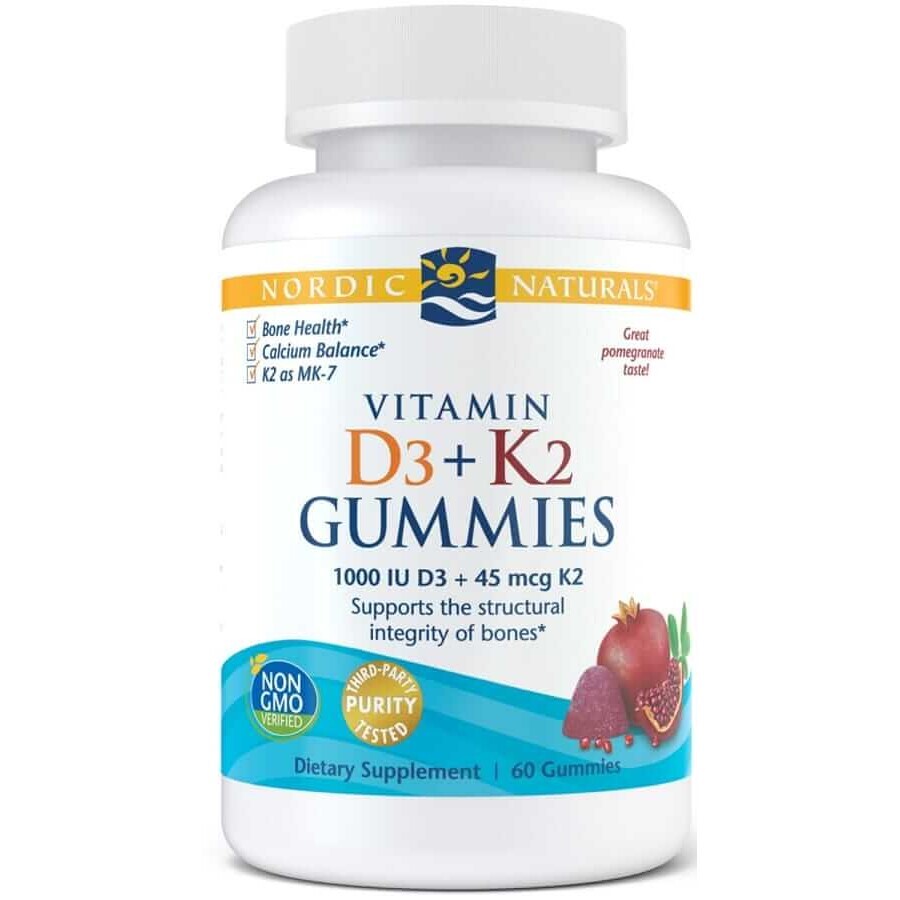 Nordic Naturals, Vitamina D3+K2 Gomme 60 gels gusto melograno