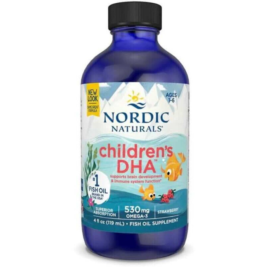 Nordic Naturals DHA pentru copii 530 mg omega-3 căpșuni 237 ml