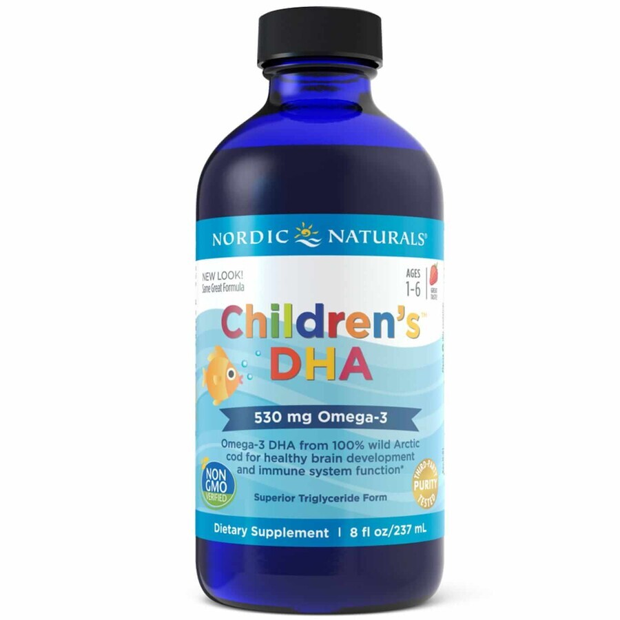 Nordic Naturals DHA pentru copii 530 mg omega-3 căpșuni 237 ml