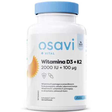 Osavi Vitamina D3 2000IU + K2 100mcg - 120 softgels