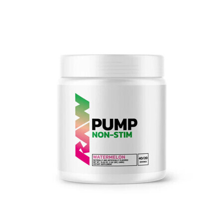 Pre Workout Pump Non Stim, 480 g, Watermelon, Raw Nutrition