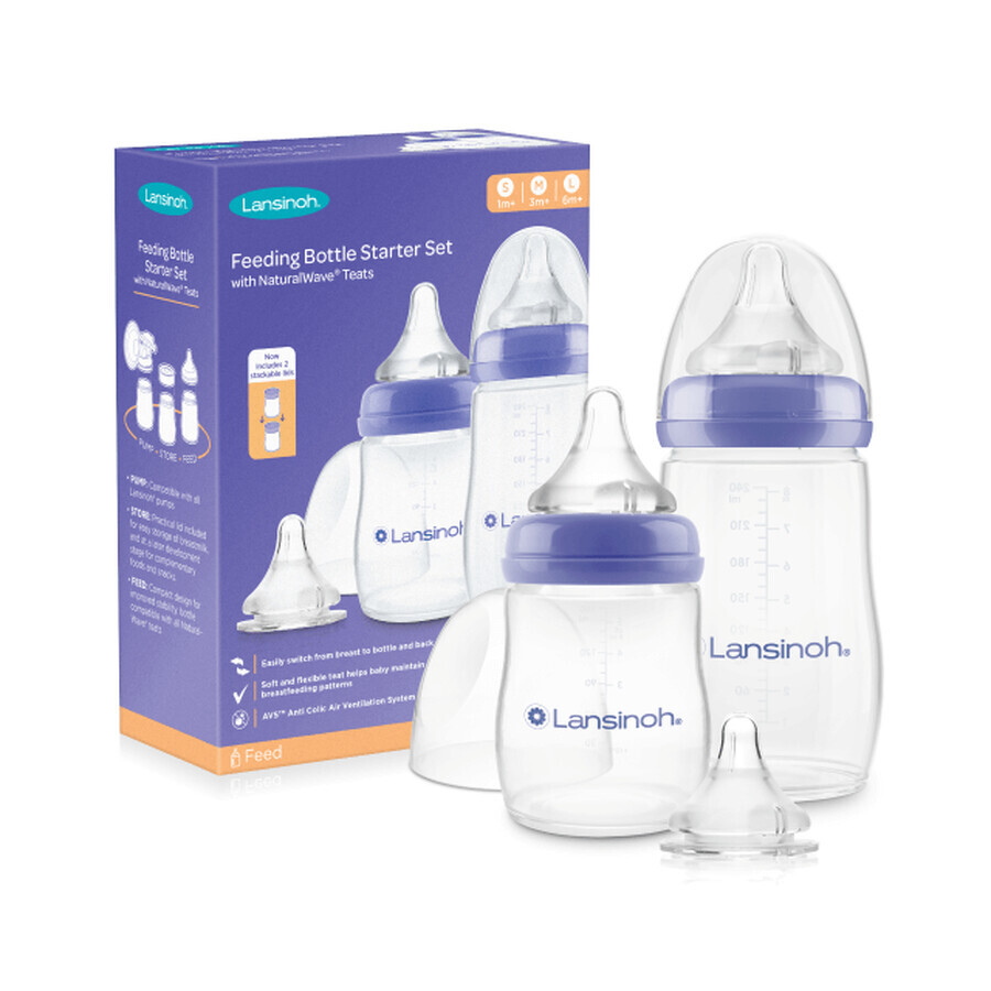 Set of bottles with teat NaturalWave, 160 ml + 240 ml, Lansinoh