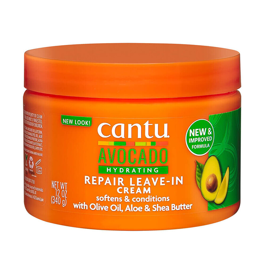 Crema leave-in idratante con olio di avocado, 340 g, Cantu