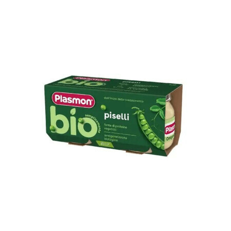 Puré de guisantes ecológico, + 6 meses, 2 x 80 g, Plasmon