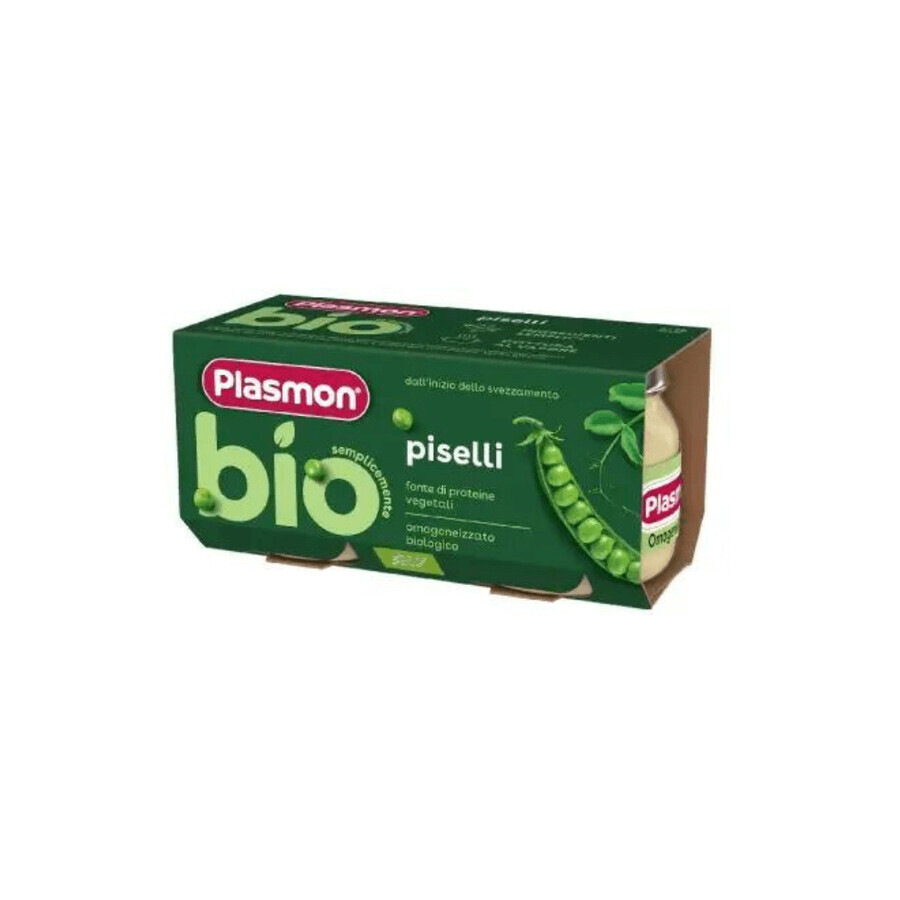 Puré de guisantes ecológico, + 6 meses, 2 x 80 g, Plasmon