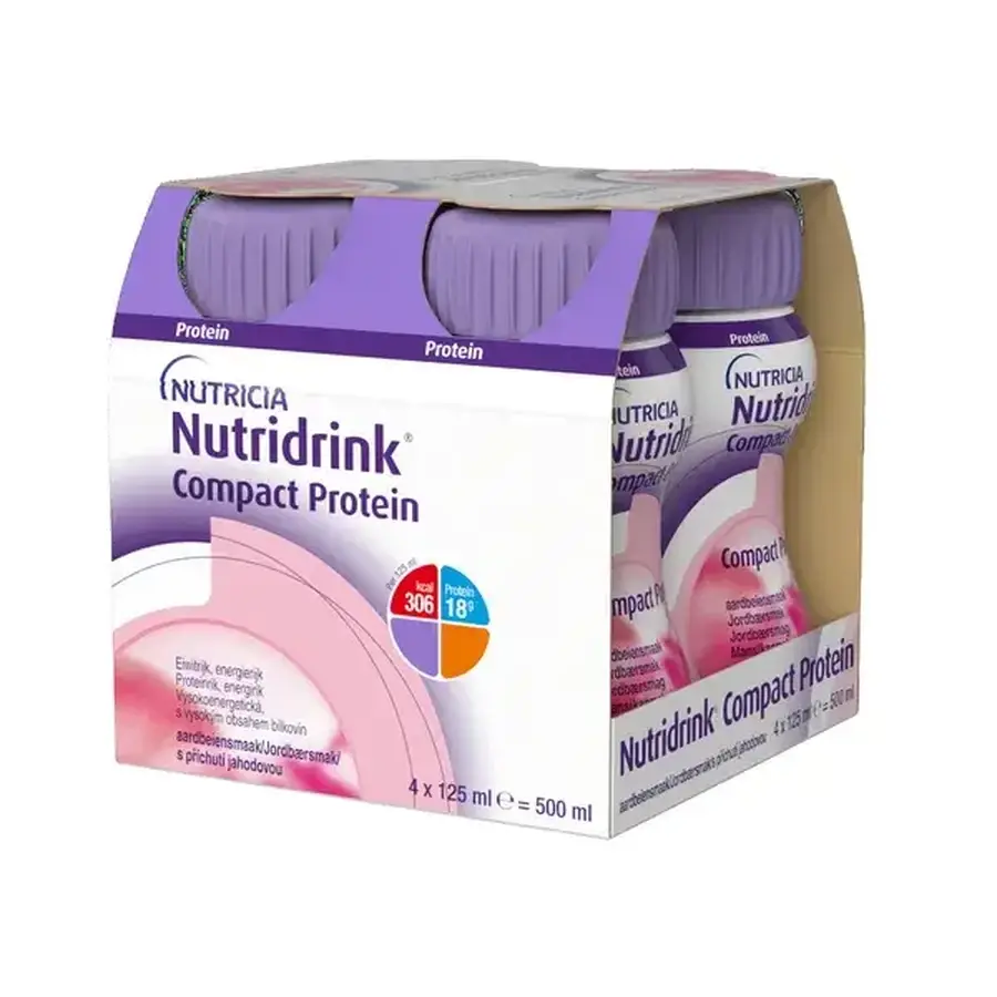 Proteine compatte Nutridrink al gusto di fragola, 4 x 125 g, Nutricia