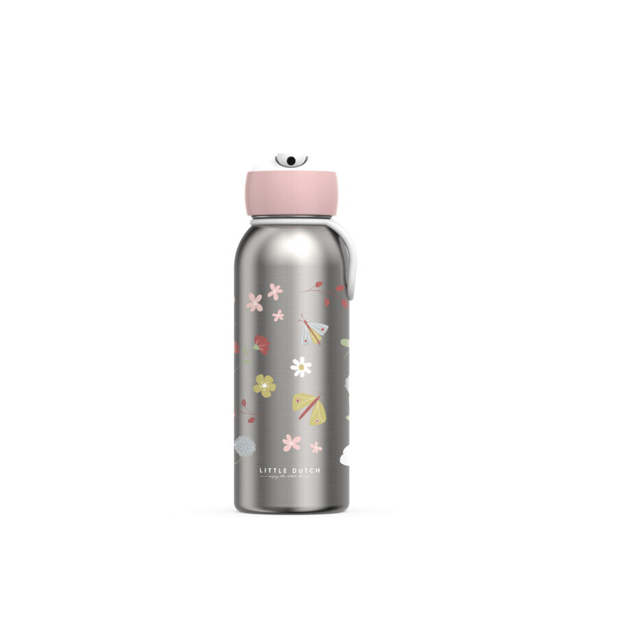 Bottiglia thermos in acciaio inox, Fiori e Farfalle, 350 ml, Little Dutch