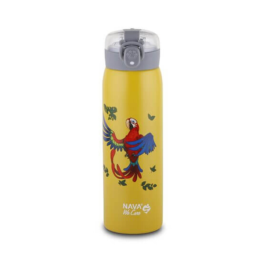 Stainless steel heat insulated bottle We care, yellow, 500 ml, Nava