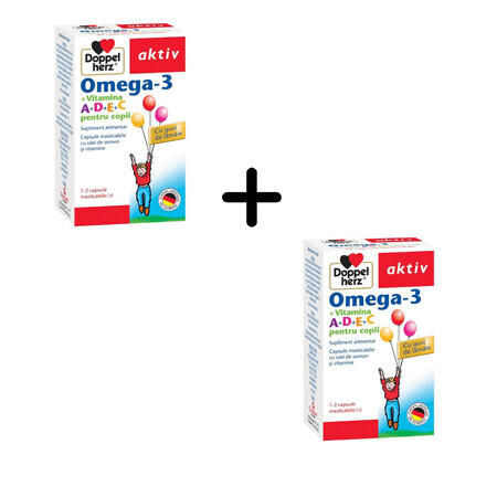 Omega 3 Vitamina A+D+E+C per bambini, 2 x 30 capsule, Doppelherz