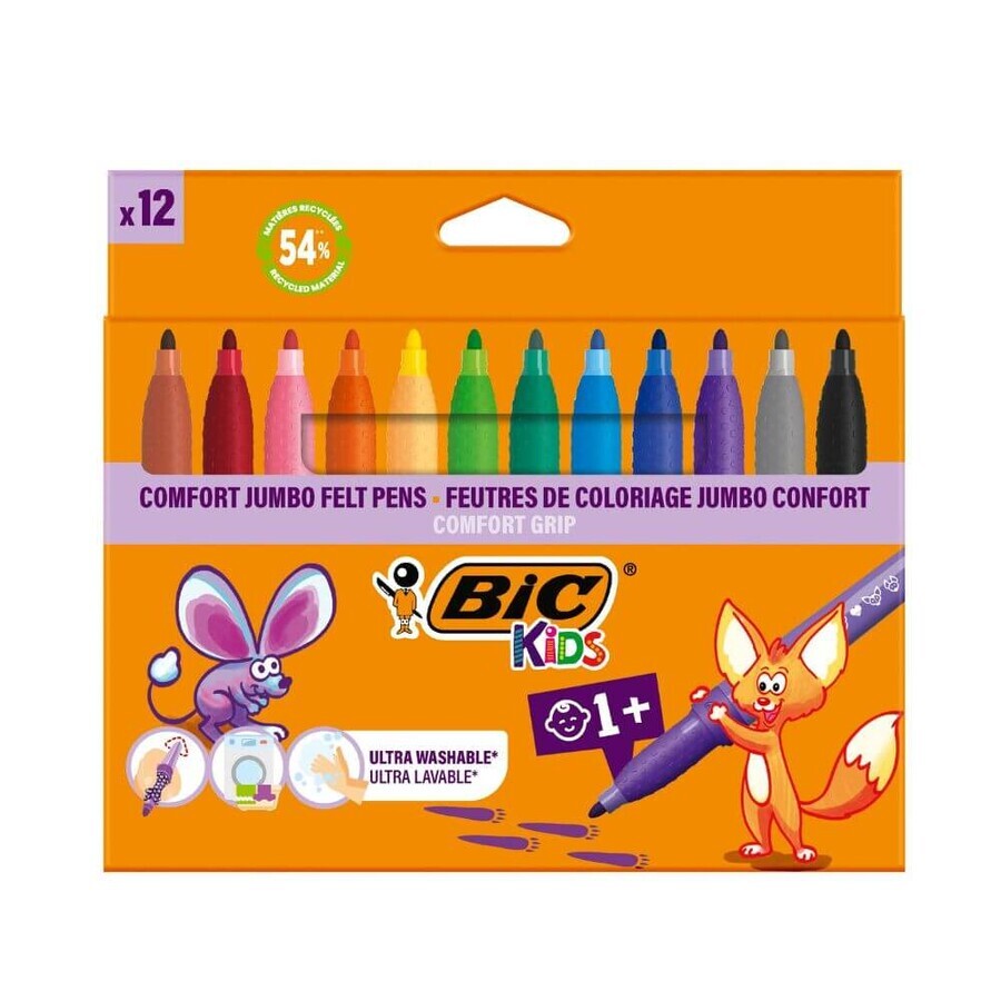 Pennarelli colorati Jumbo, 12 pezzi, BIC