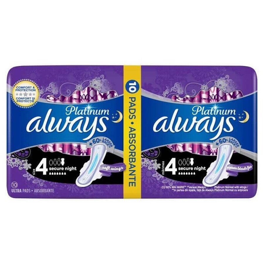 Assorbenti Always Night Platinum Duo, Misura 4, 10 pz, P&G