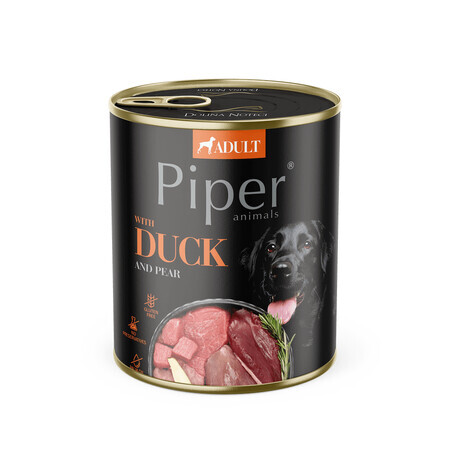 Cibo umido per cani adulti con carne di anatra e pere, 800 g, Piper