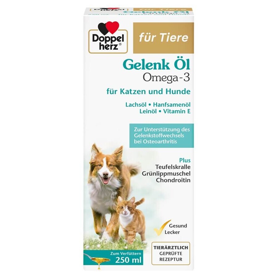 Integratore con olio di omega-3 per la normale funzione articolare di cani e gatti, 250 ml, Doppelherz Pets