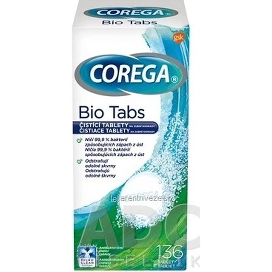 COREGA BIO Tabs 1x136 pcs, tablets for cleaning dentures