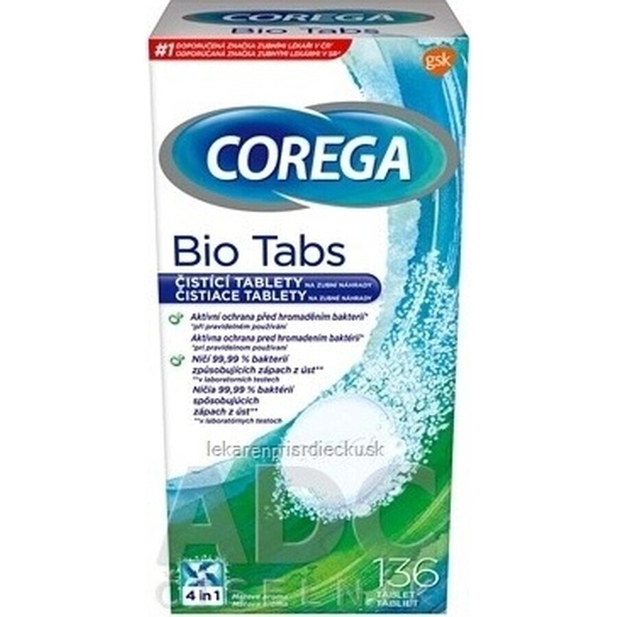 COREGA BIO Tabs 1x136 pcs, tablets for cleaning dentures