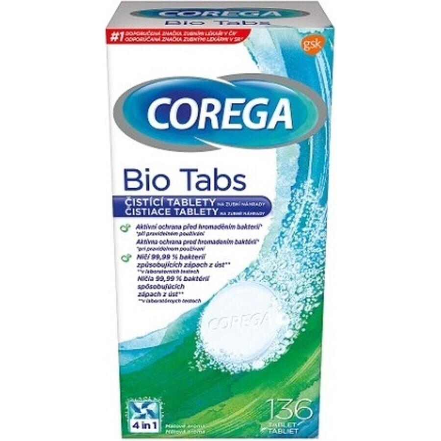 COREGA BIO Tabs 1x136 pcs, tablets for cleaning dentures