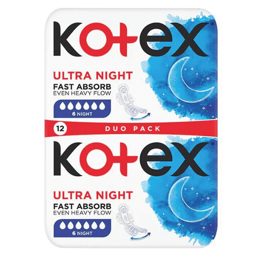 Ultra Night absorberend maandverband, 12 stuks, Kotex