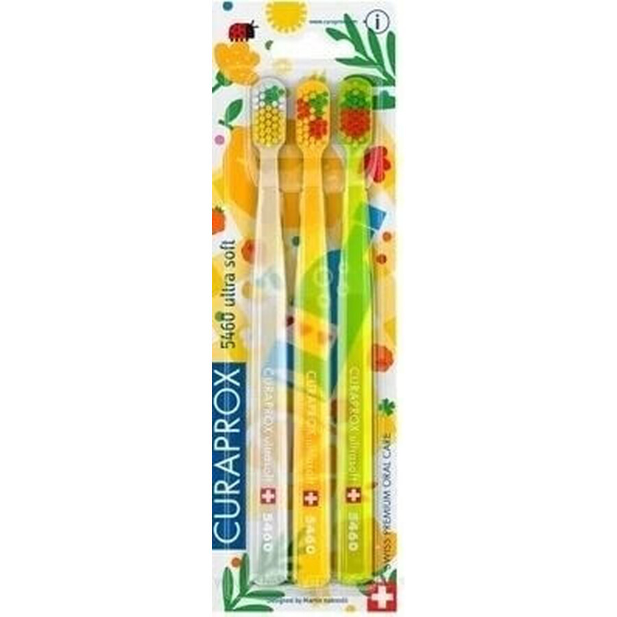 CURAPROX CS 5460 ultra soft, Picnic edition, 3 pièces en 1×3 pack, brosse à dents